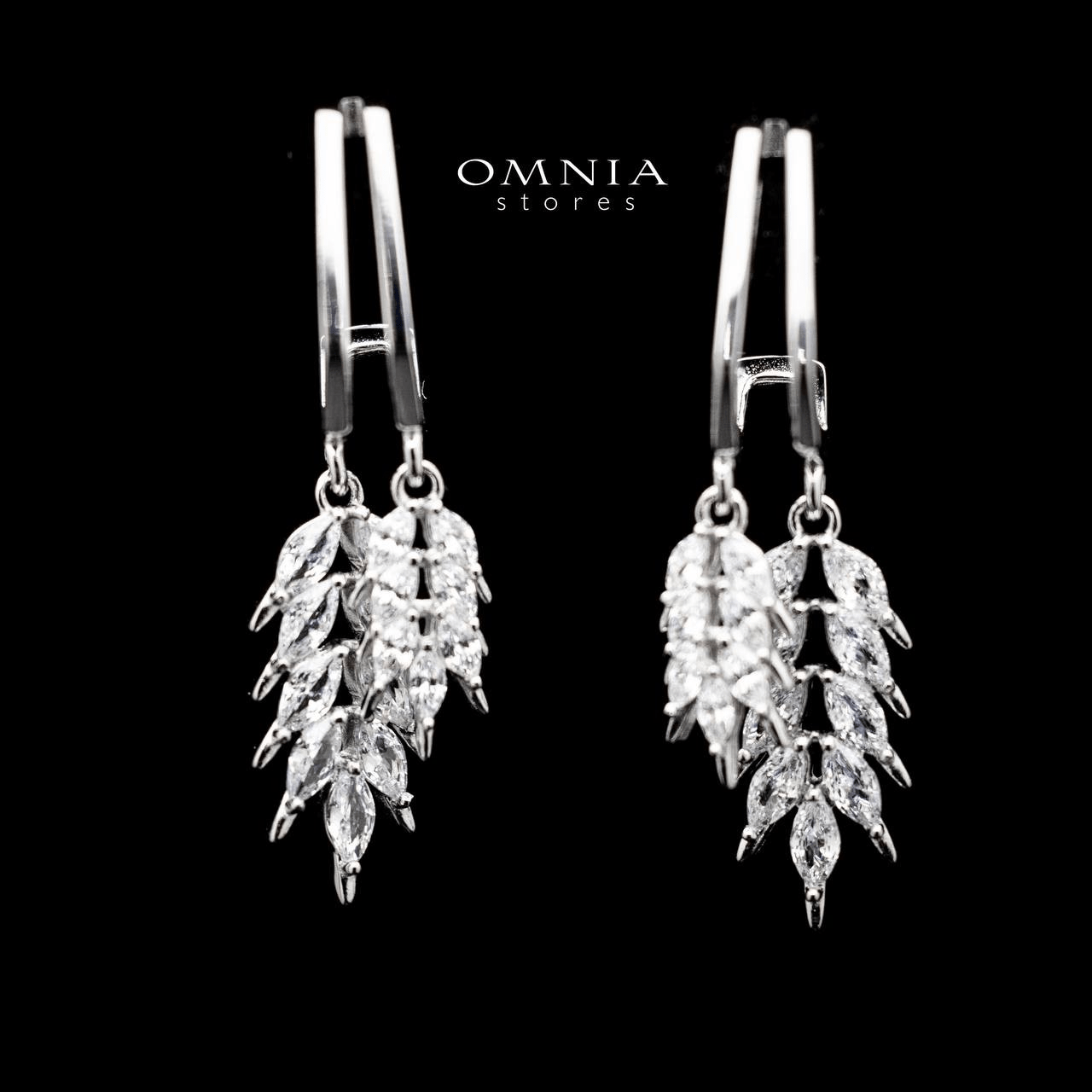 Omnia Ghayda Leaf Drop Earrings in 92.5 Silver With High Quality Moissanite Stone - OMNIASTORES UAE