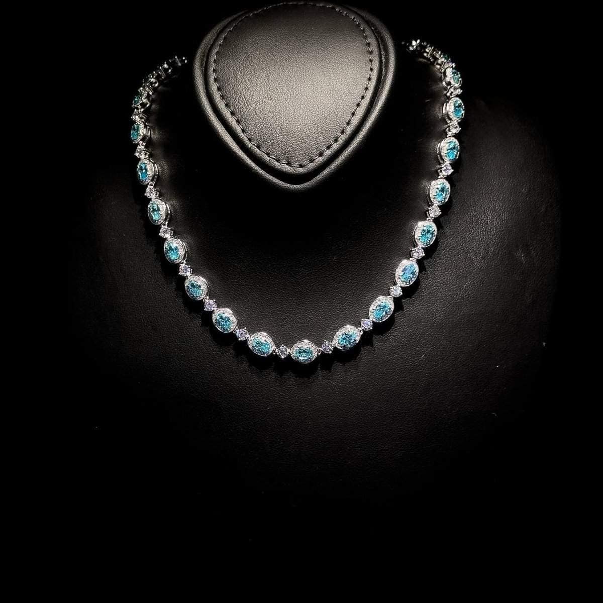 Omnia Asiya Sky Blue Necklace 92.5 Silver In High Quality Simulated diamonds - OMNIASTORES UAE