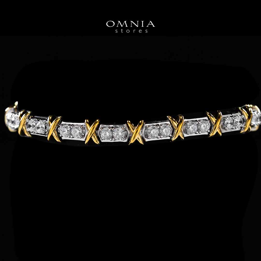 Omnia Aasima White and Glod Bracelet In 925 Silver High Quality Certified Lab Crafted Stones