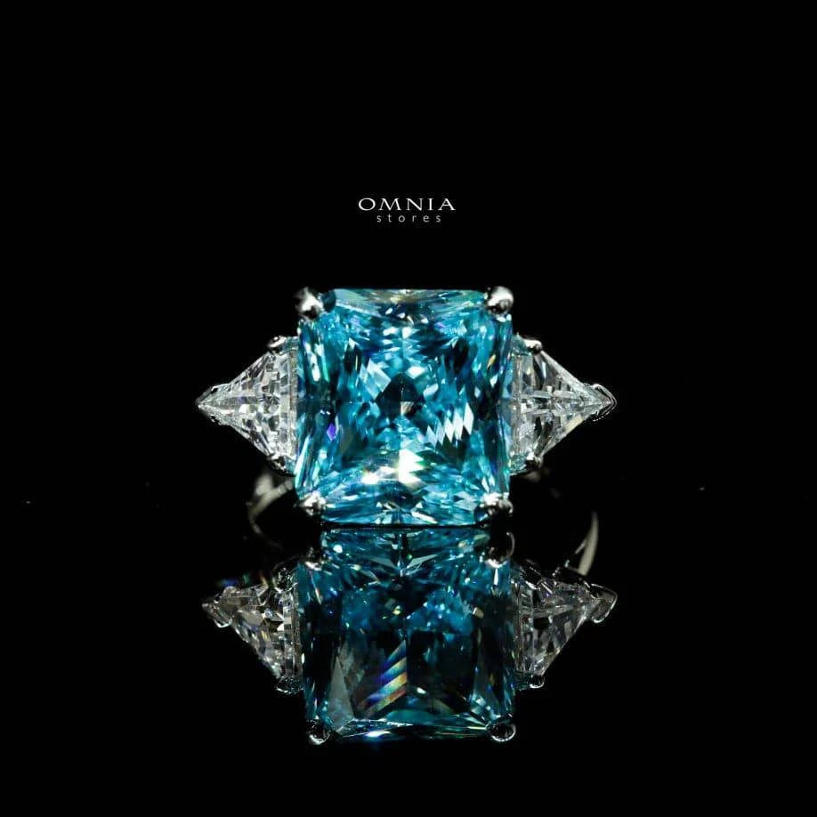Omnia Adelina Sky Blue Ring 92.5 Silver High Quality Simulated diamonds - OMNIASTORES UAE