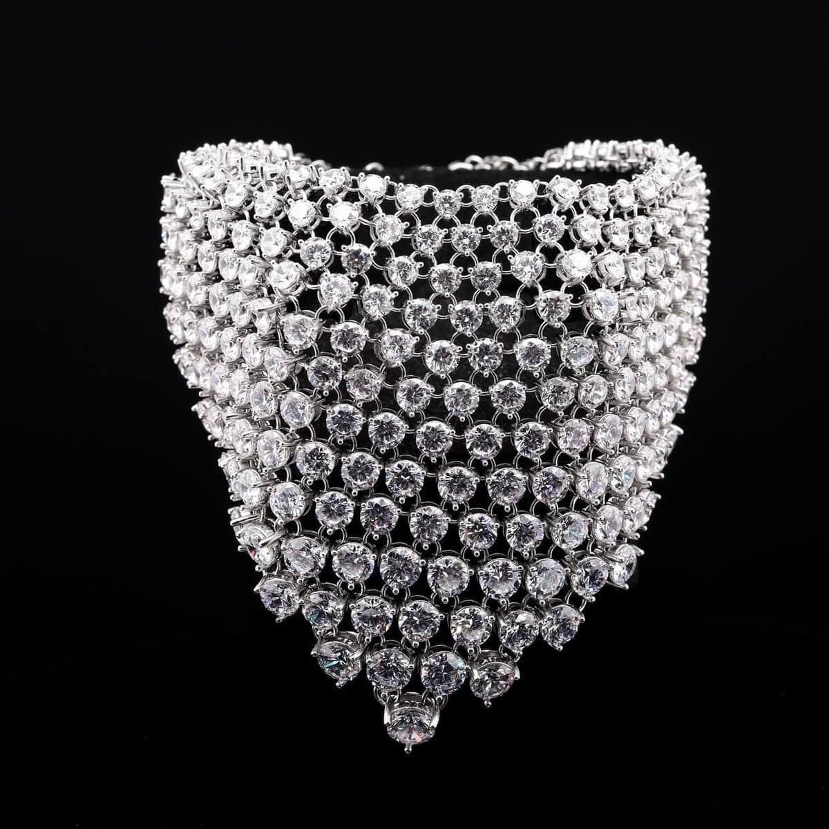 Omnia Luxury Simulated Diamond Mesh Bracelet in 92.5 Pure Silver with High Quality Simulated Diamonds - OMNIASTORES UAE