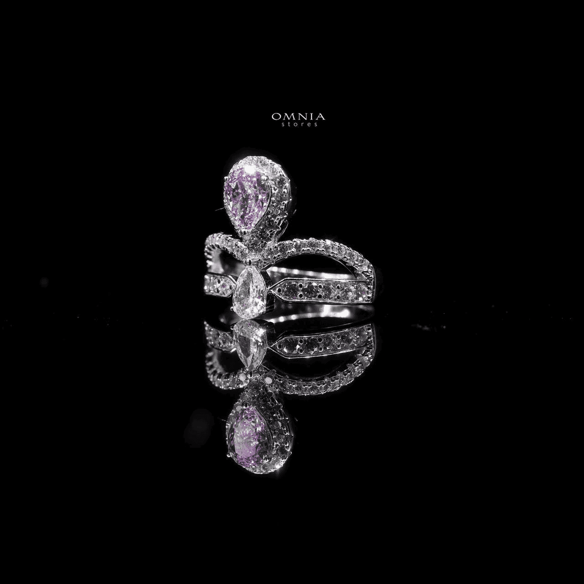 Omnia Marina Pink Ring 92.5 Silver High Quality Simulated diamonds - OMNIASTORES UAE