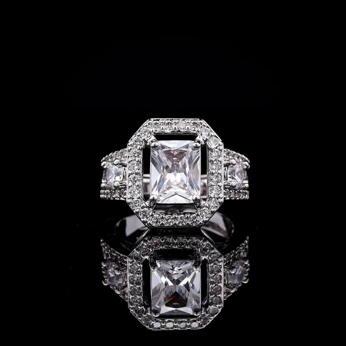 Omnia Layara White Long Chain Full Set with Triple-Layer Necklace in High-Quality Zircon Stone Rhodium Plated - OMNIASTORES UAE