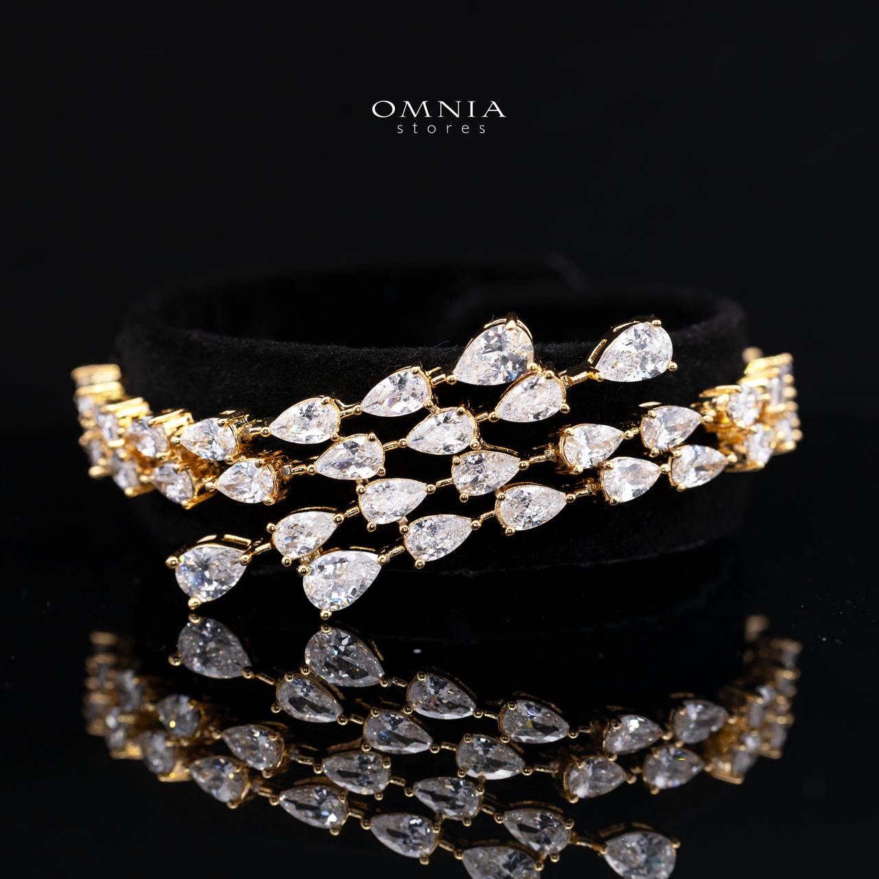 Michelle Gold Bridal Full Set Accessories in High Quality Zircon Stone in Rhodium Plated