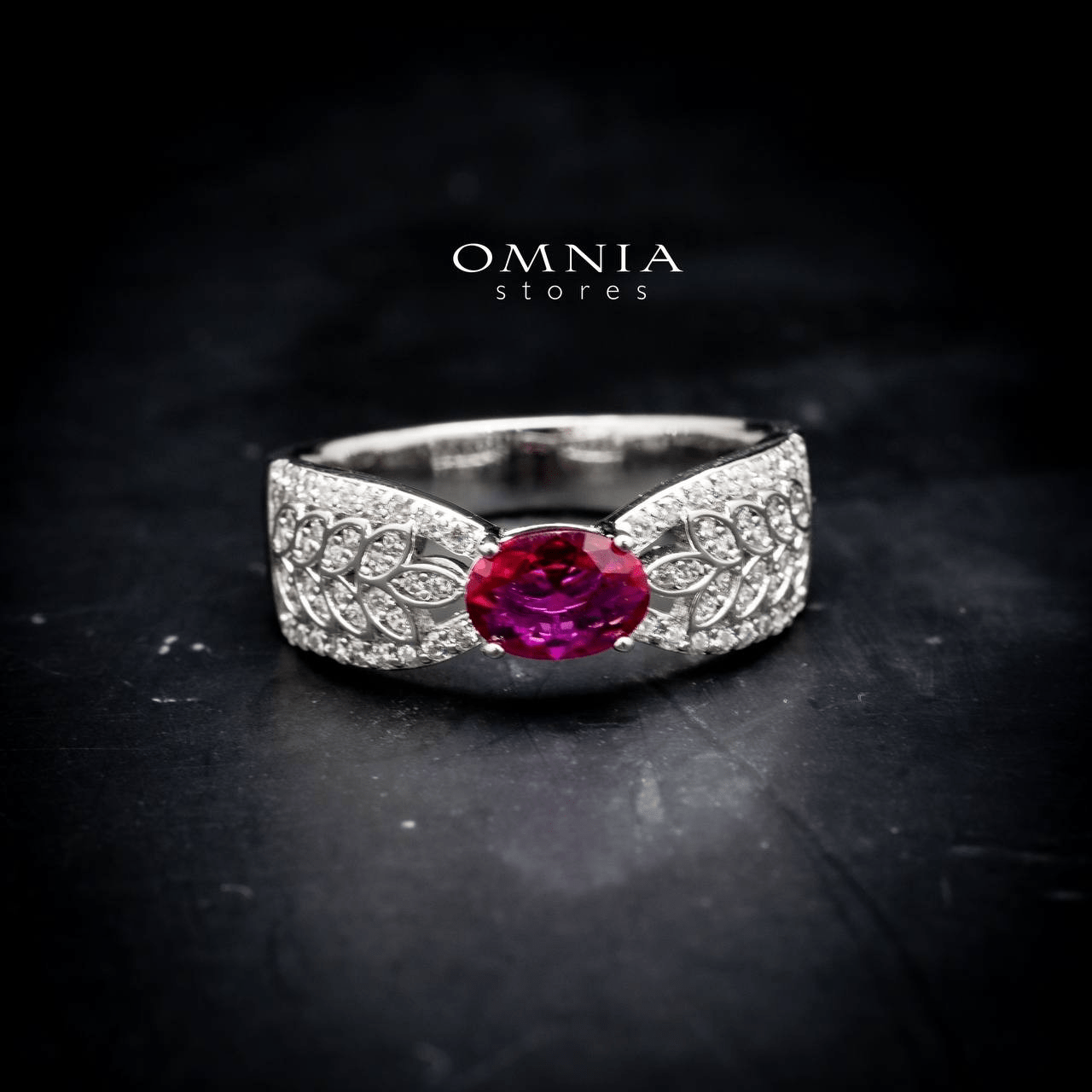 Omnia Miraal Ring in 92.5 Silver with High Quality Simulated Diamonds - OMNIASTORES UAE