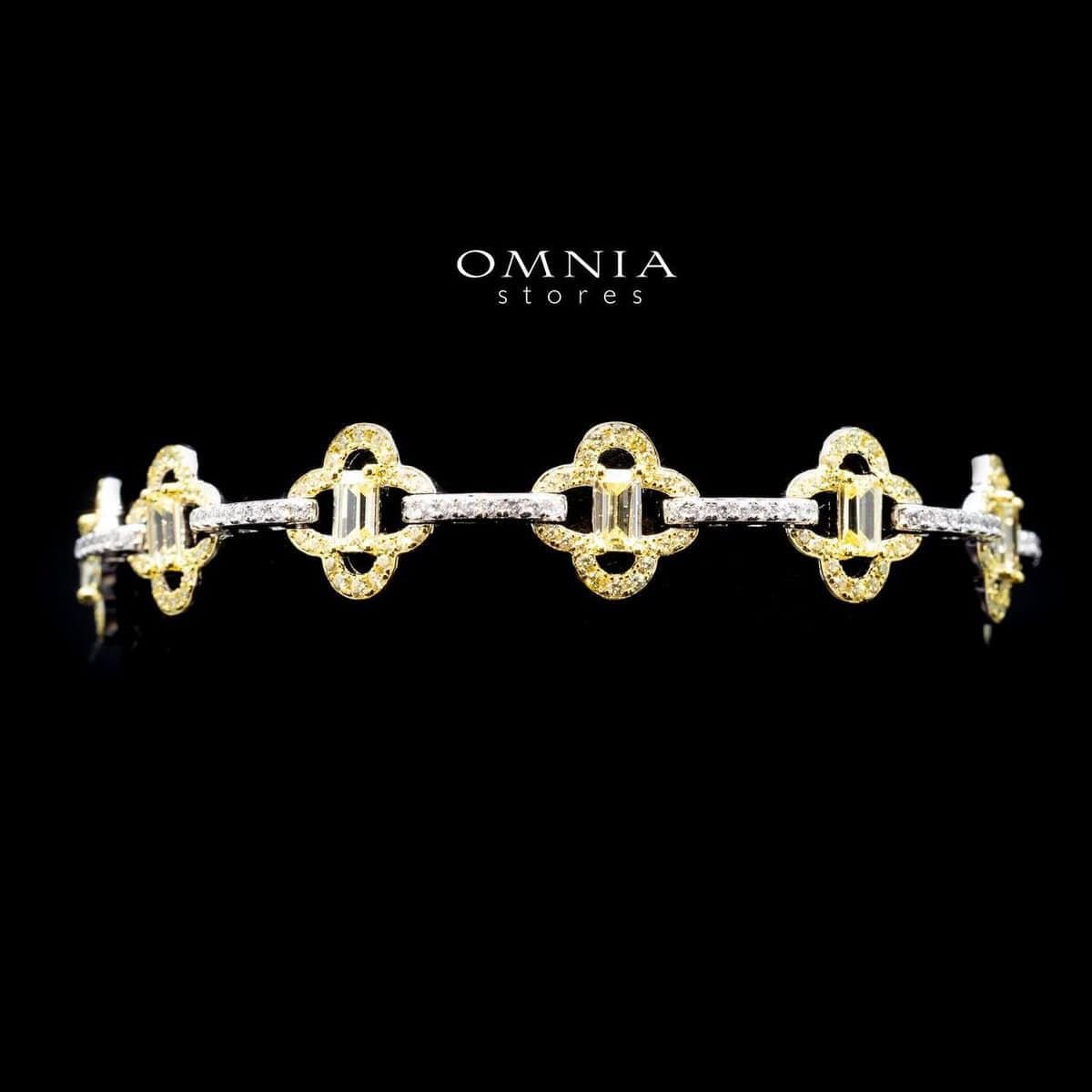 Omnia Amna Gold and White Bracelet in 92.5 Silver High Quality Simulated diamonds - OMNIASTORES UAE