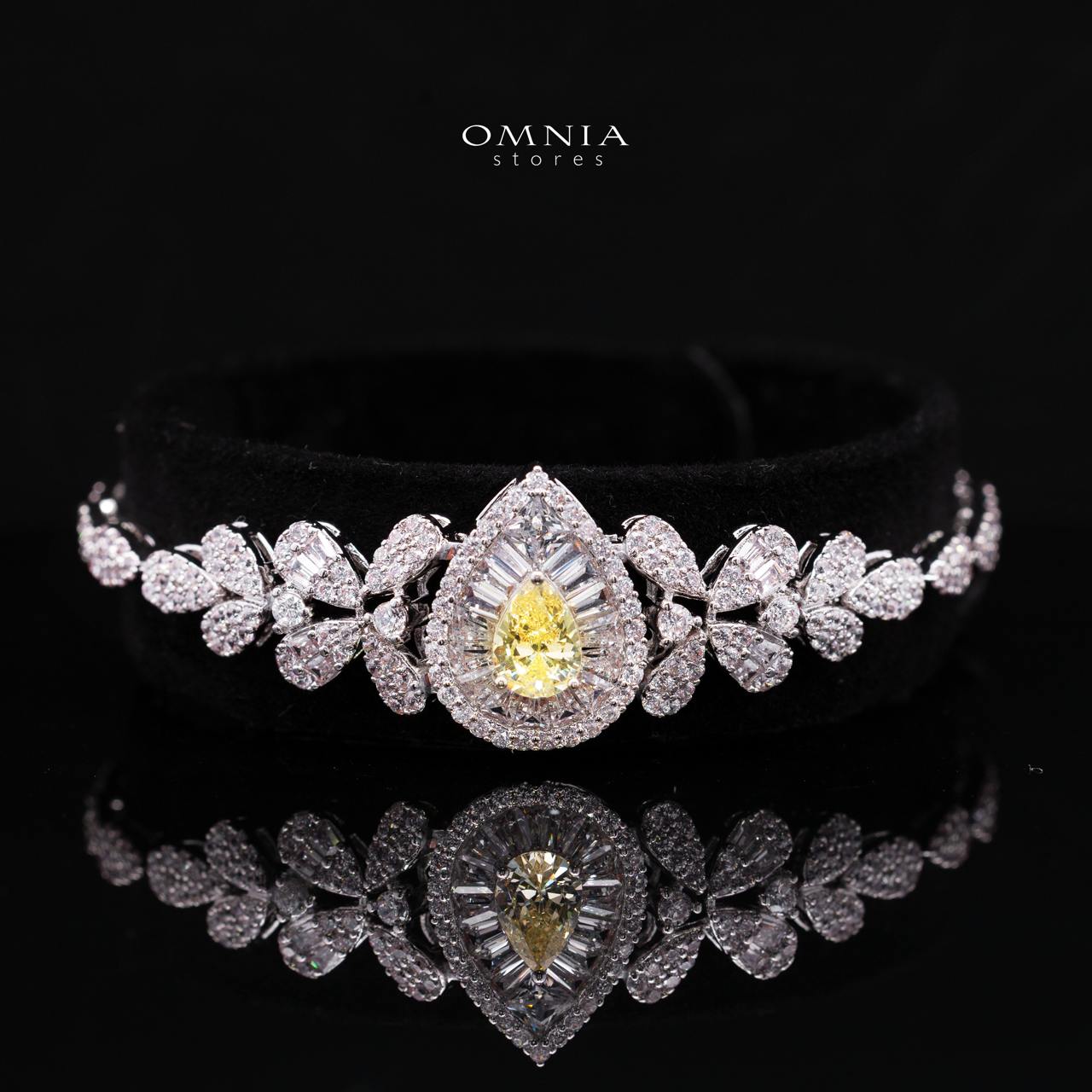 Valerie Yellow Luxury Bridal Full Set in High-Quality Rhodium-Plated Finish with Premium Zircon Stones