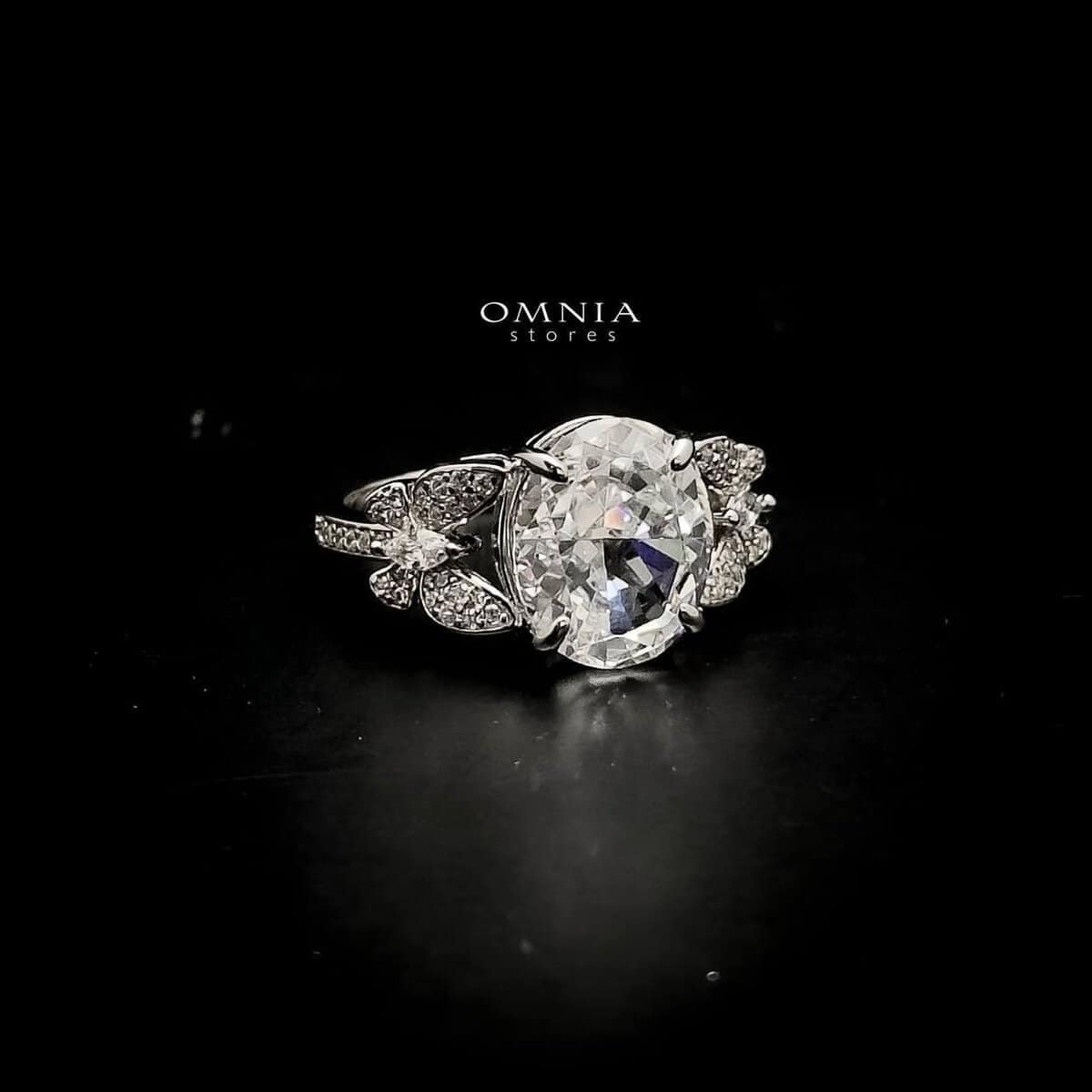Omnia Maysun Pure White Ring in 92.5 Silver with High Quality Simulated Diamonds - OMNIASTORES UAE