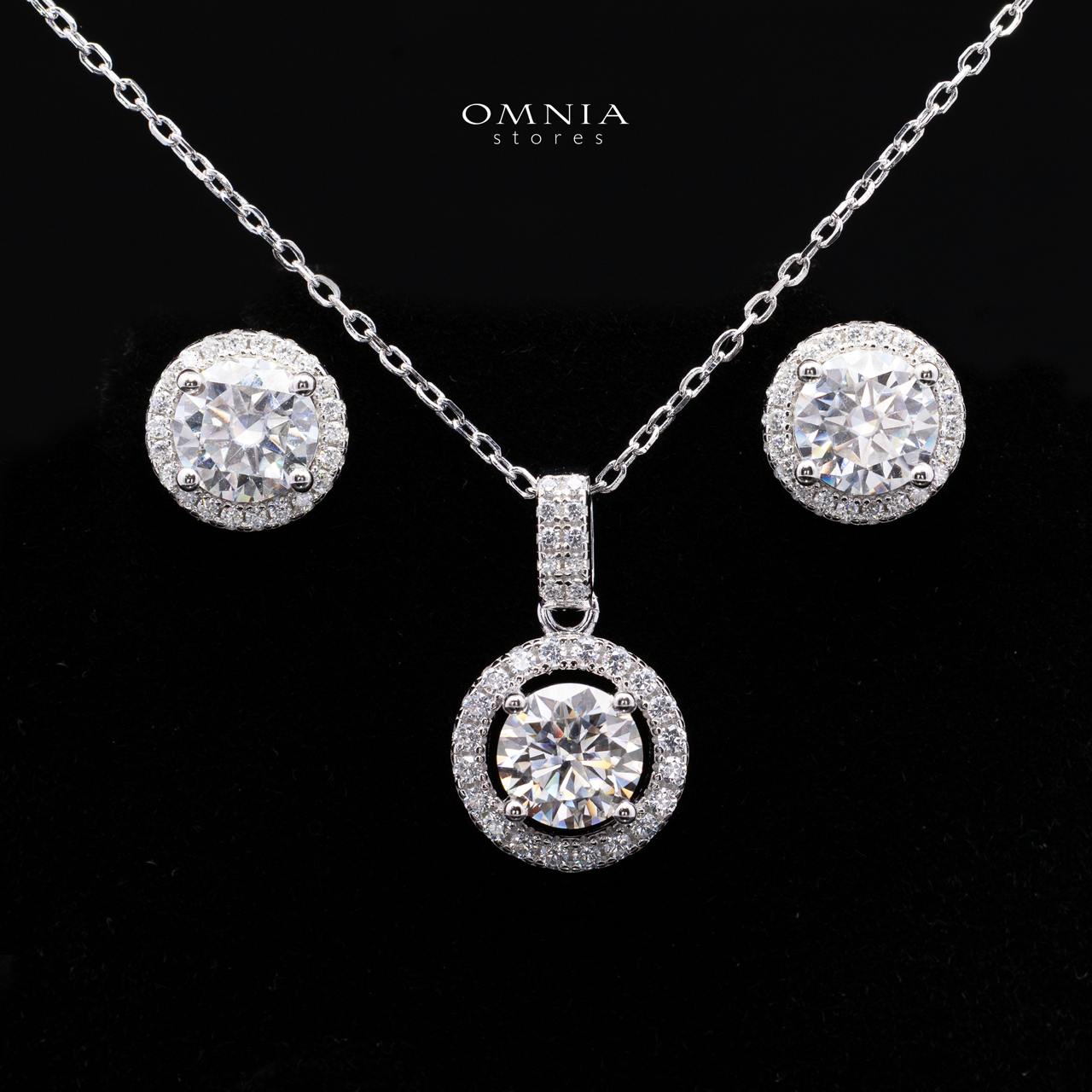 Tierna White Moissanite Necklace and Earrings Set with GRA Certificate in 925 Sterling Silver
