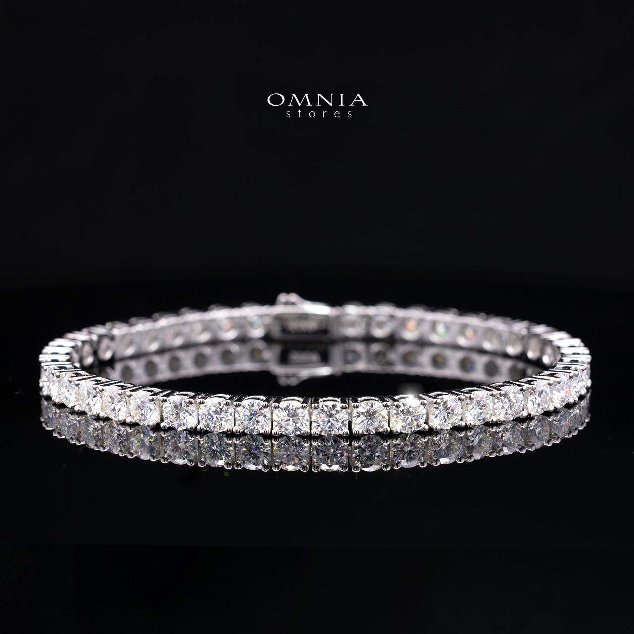 Jainee Moissanite with GRA Certificate – 4mm Round Cut, Rhodium-Plated 925 Sterling Silver Tennis Bracelet