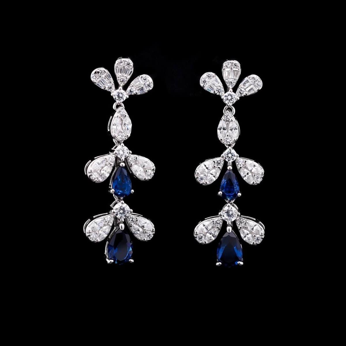 Omnia Lubna Blue Bridal Full Set in 925 Silver with High-Quality Simulated Diamonds and Teardrop Design - OMNIASTORES UAE