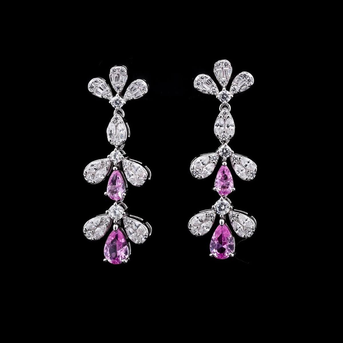Omnia Lubna Pink Bridal Full Set in 925 Silver with High-Quality Simulated Diamonds and Teardrop Design - OMNIASTORES UAE