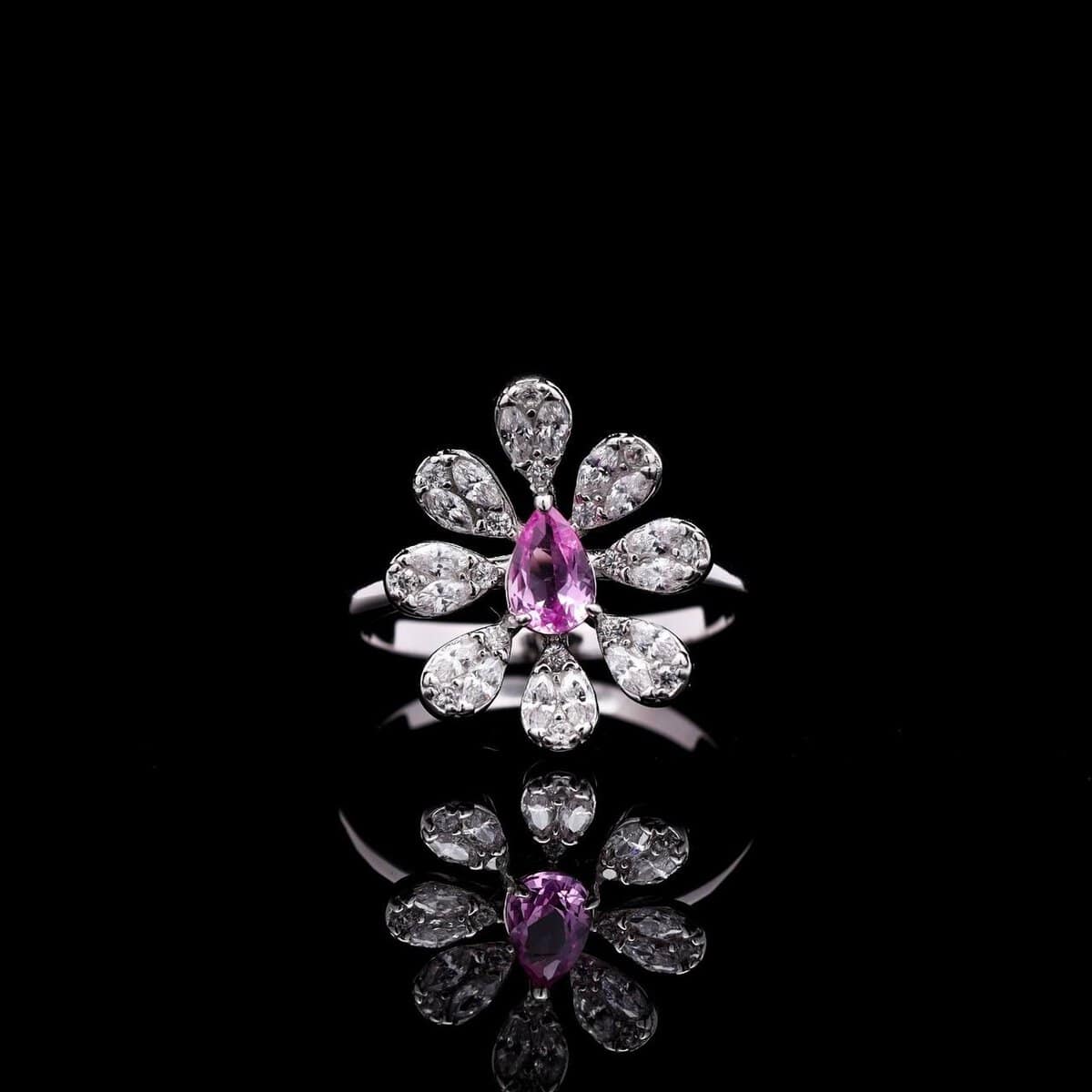 Omnia Lubna Pink Bridal Full Set in 925 Silver with High-Quality Simulated Diamonds and Teardrop Design - OMNIASTORES UAE