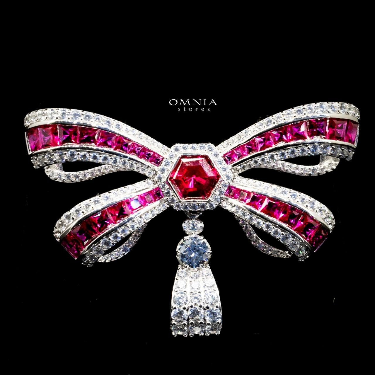 Omnia Tanya Bow brooch in 92.5 Silver High Quality Simulated diamonds