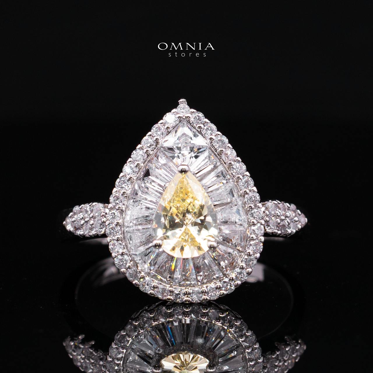 Valerie Yellow Luxury Bridal Full Set in High-Quality Rhodium-Plated Finish with Premium Zircon Stones