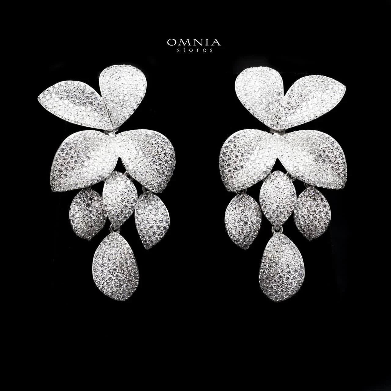 Omnia Dayana Earrings in 92.5 Silver In High Quality Simulated diamonds - OMNIASTORES UAE