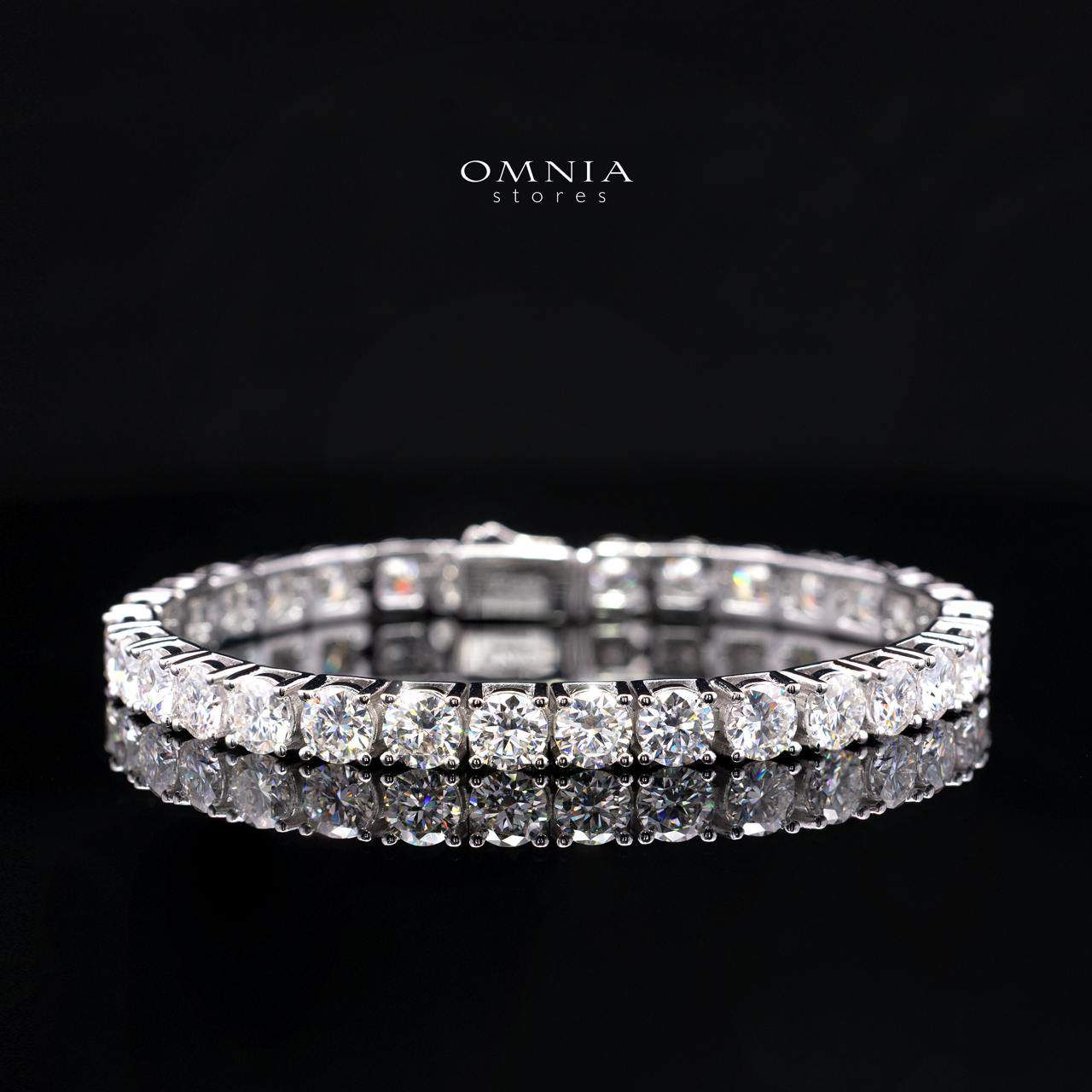 Auraya Moissanite with GRA Certificate – 5mm Round Cut, Rhodium-Plated 925 Sterling Silver Tennis Bracelet