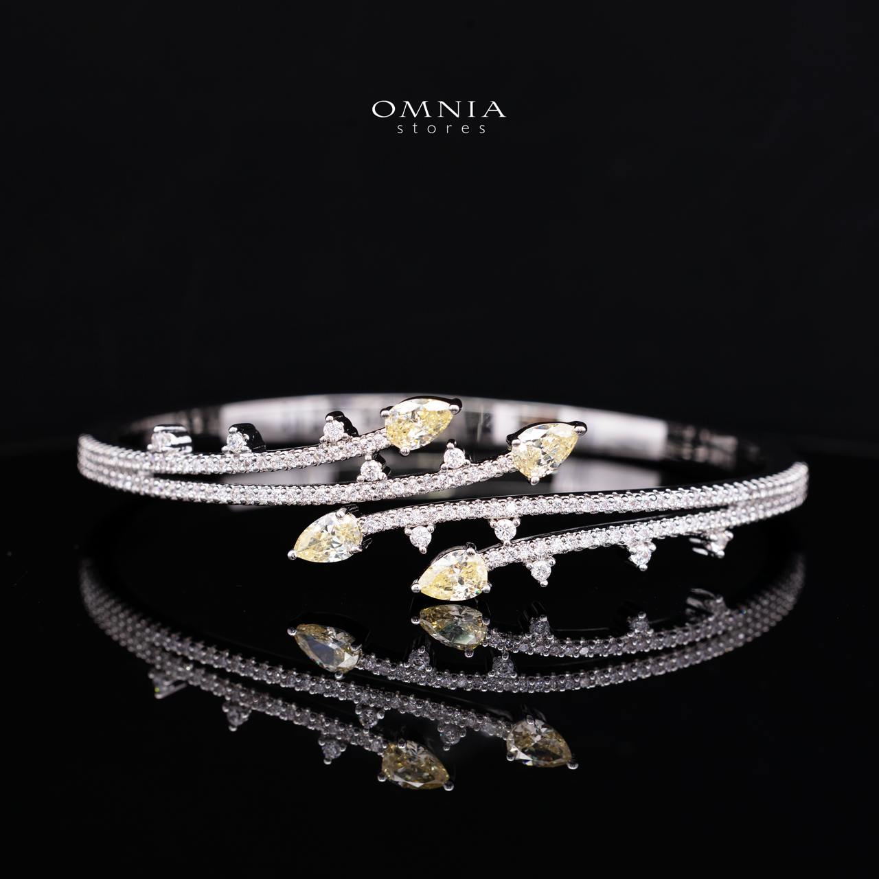 Yuliana Luxury Yellow Bridal Full Set with High-Quality Premium Zircon Stones, Rhodium-Plated