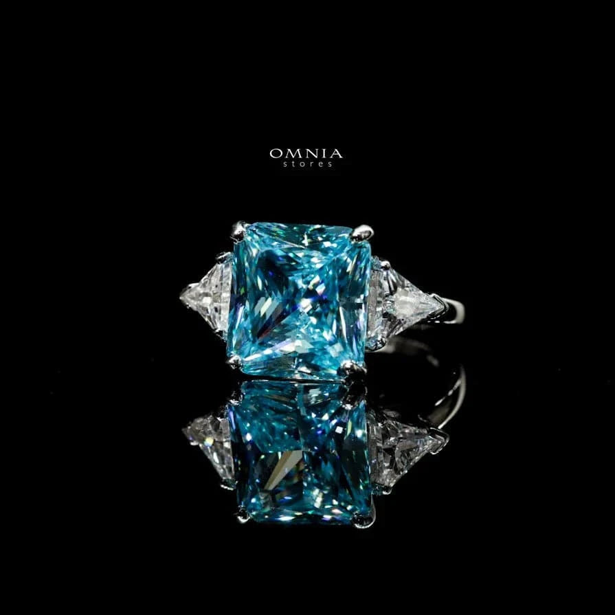 Omnia Adelina Sky Blue Ring 92.5 Silver High Quality Simulated diamonds - OMNIASTORES UAE