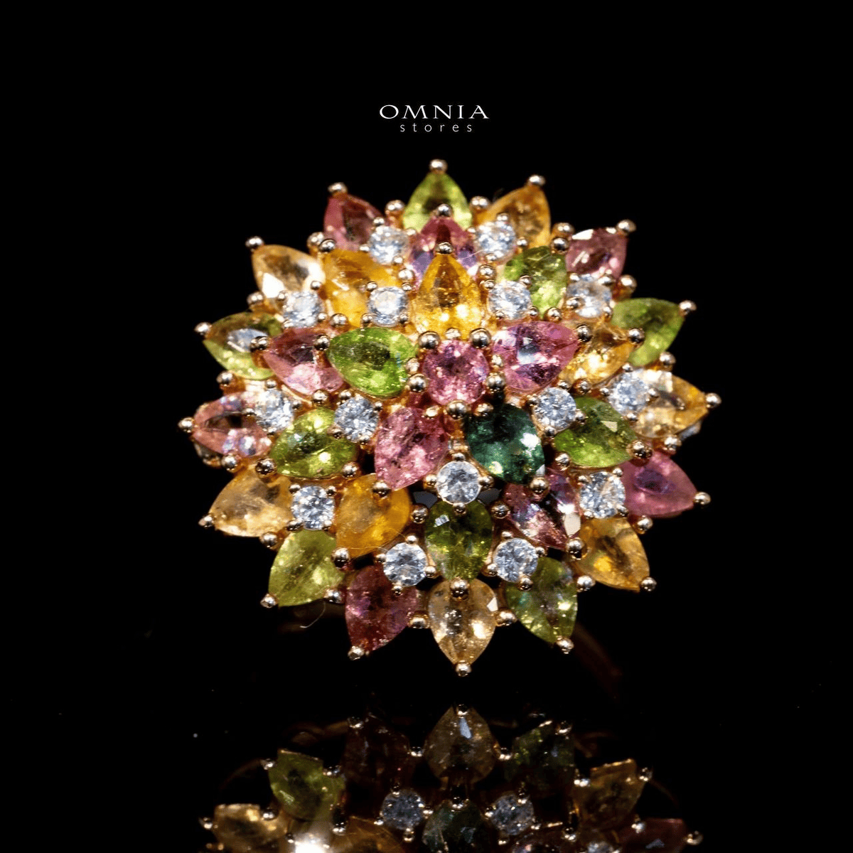 Omnia Selena Ring In 92.5 Silver High Quality Natural tourmaline - OMNIASTORES UAE