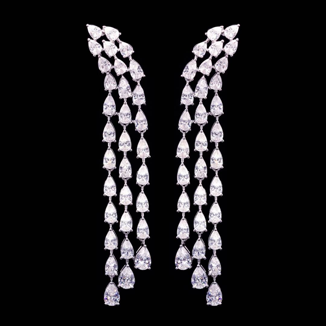 Omnia Michelle White Bridal Full Set Accessories in High Quality Zircon Stone in Rhodium Plated