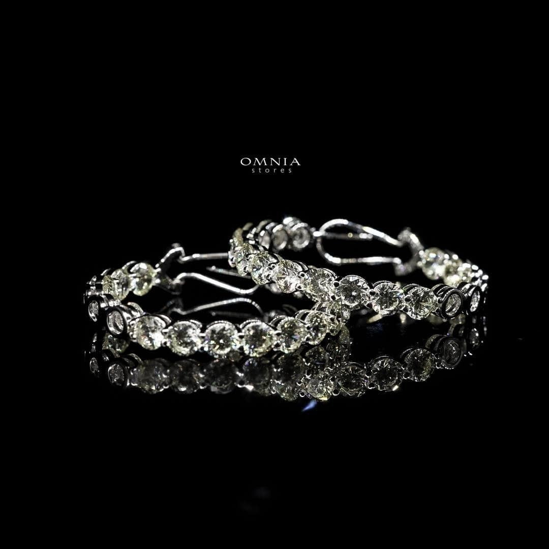 Omnia Yara Large Hoop Earrings 92.5 Silver In High Quality Simulated diamonds - OMNIASTORES UAE