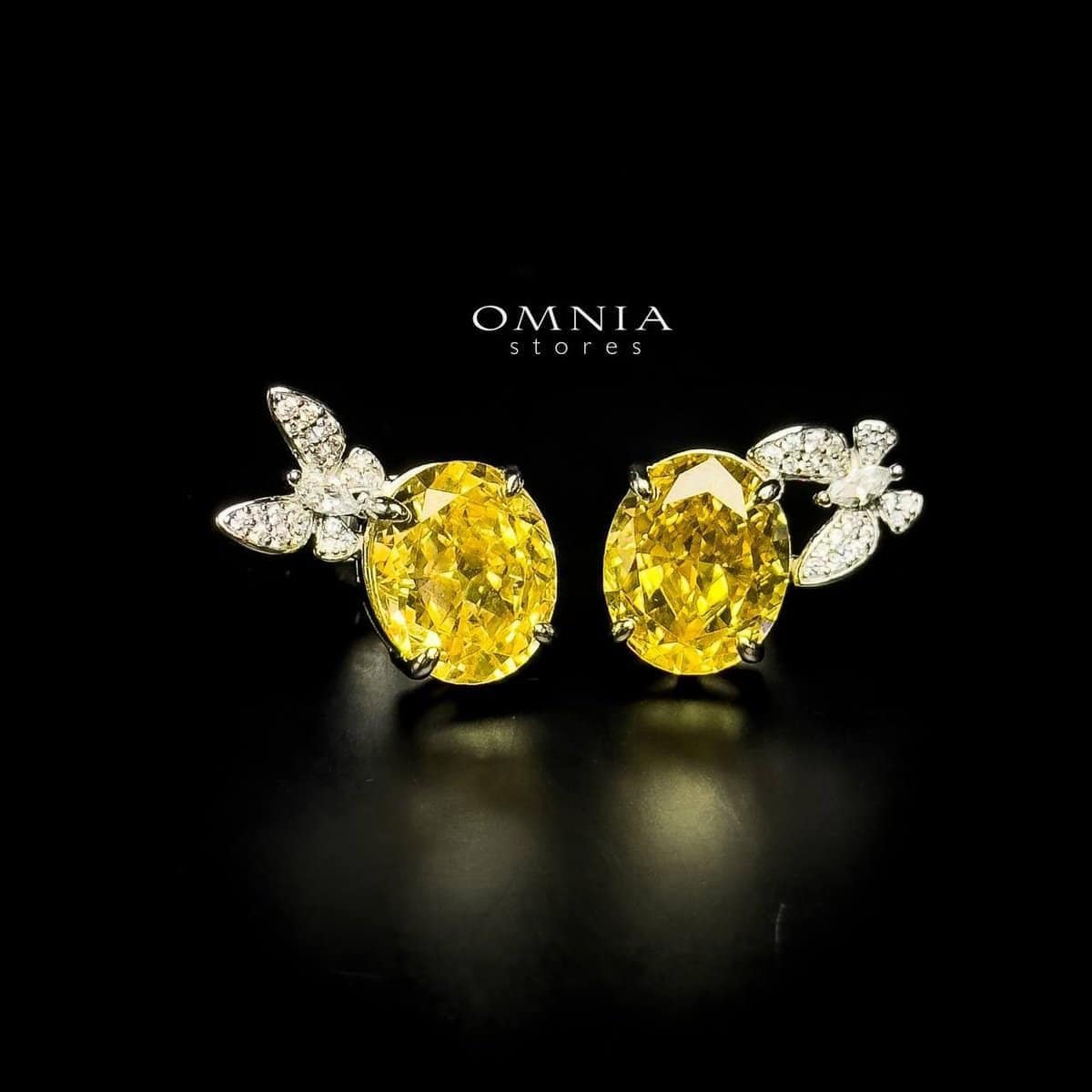 Omnia Maysun Earrings In 925 Silver High Quality Simulated Diamonds - OMNIASTORES UAE