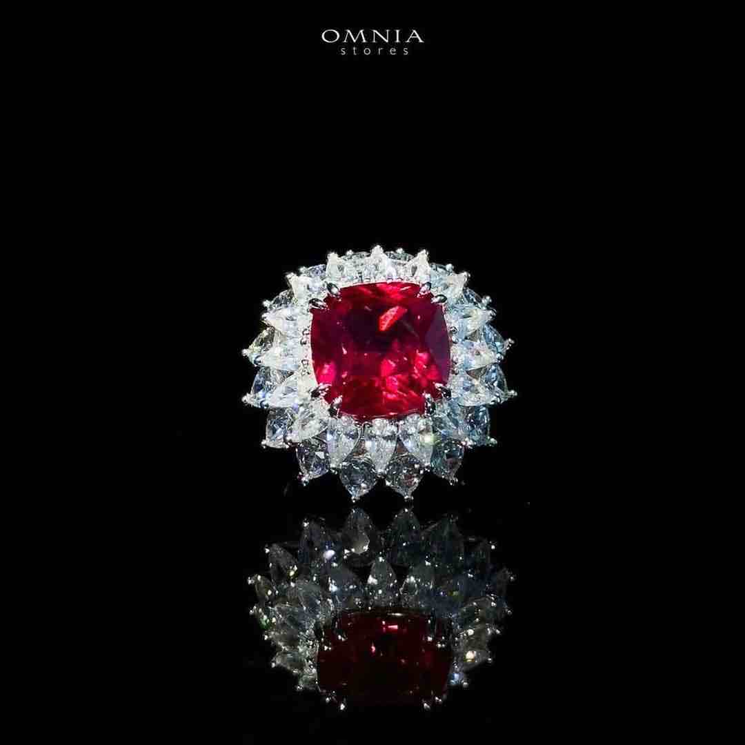 Omnia Thalia Red Ring 92.5 Silver in High Quality Simulated diamonds - OMNIASTORES UAE