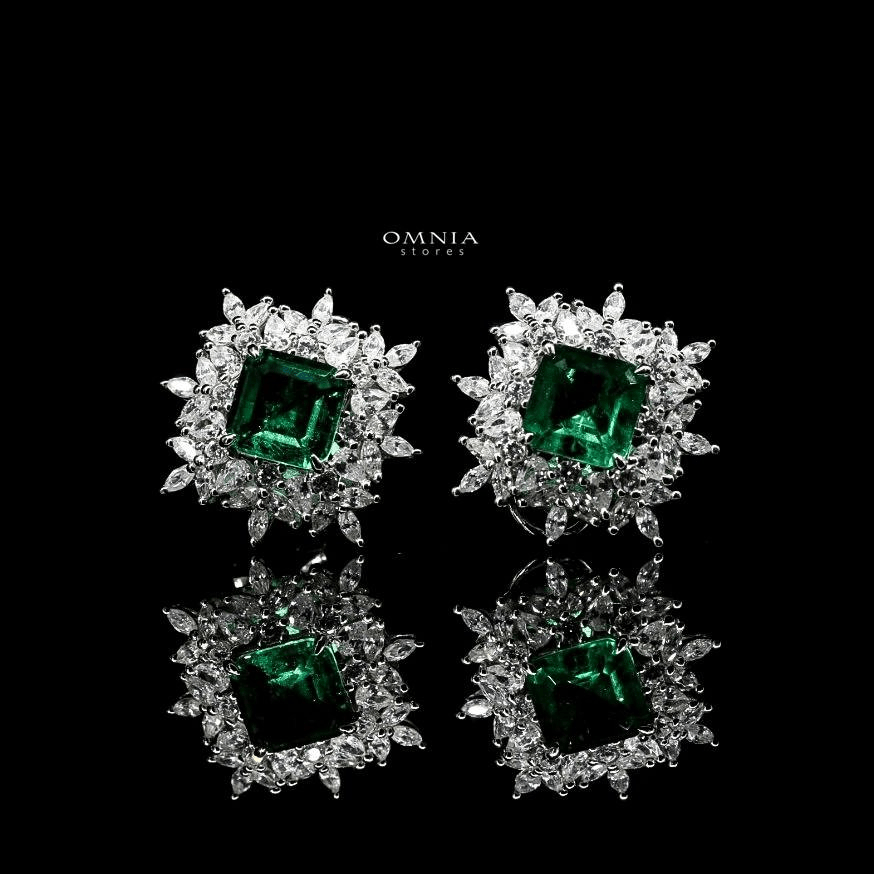 Omnia Aisha Earrings In 925 Silver High Quality Simulated Diamonds - OMNIASTORES UAE
