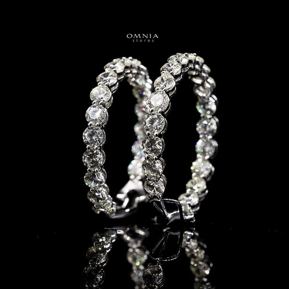 Omnia Yara Large Hoop Earrings 92.5 Silver In High Quality Simulated diamonds - OMNIASTORES UAE