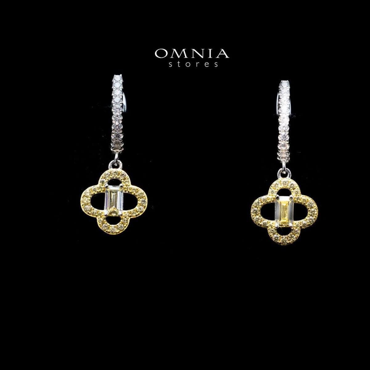 Omnia Amna Gold and White Earrings in 92.5 Silver High Quality Simulated diamonds - OMNIASTORES UAE