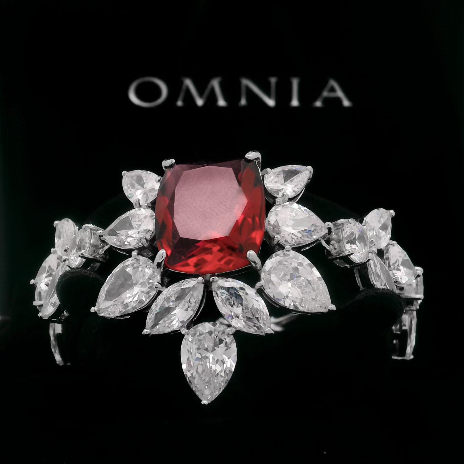 Omnia Medusa Red Bridal Full Set in 925 Silver High Quality Simulated diamonds - OMNIASTORES UAE