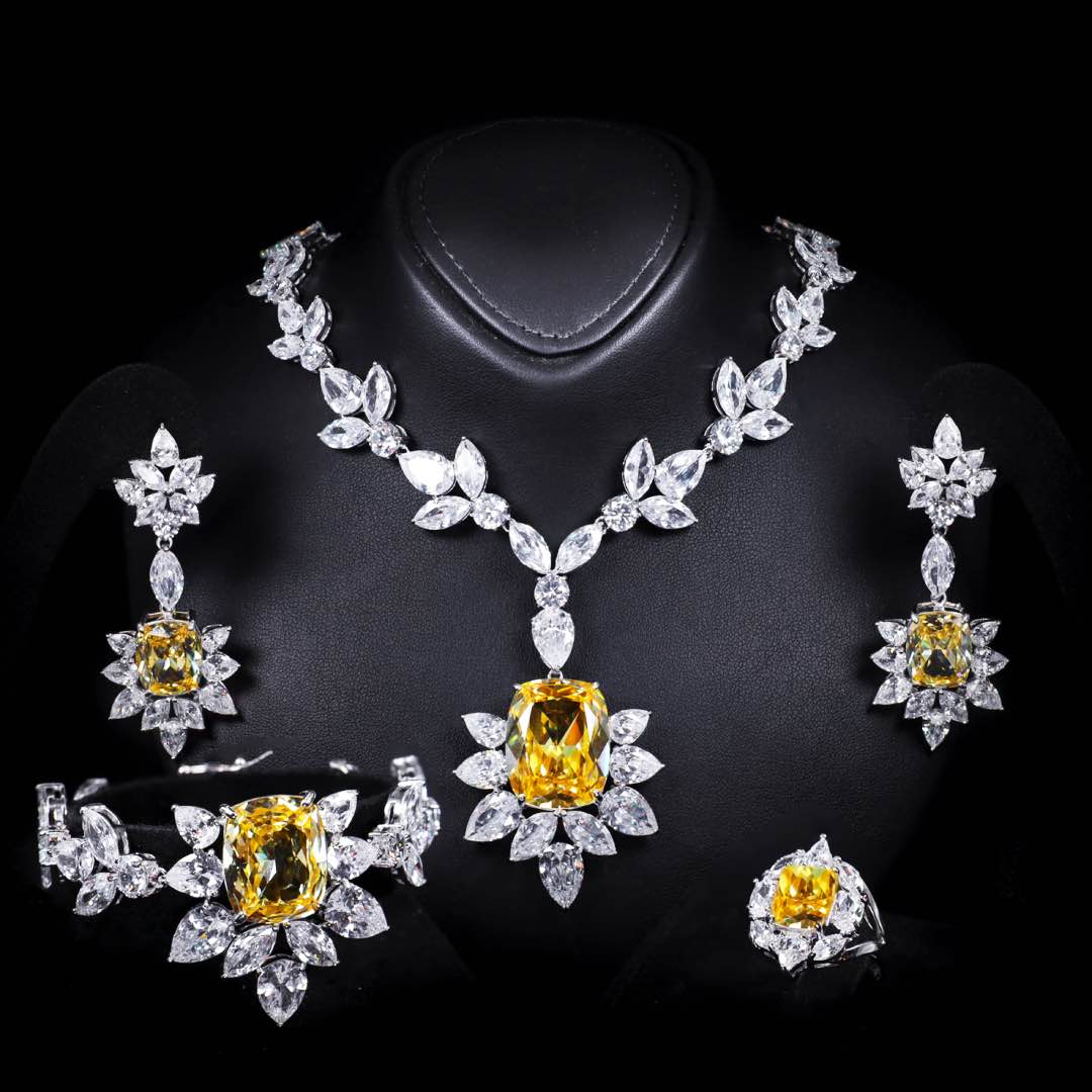 Omnia Medusa Yellow Bridal Full Set in 925 Silver High Quality Simulated diamonds