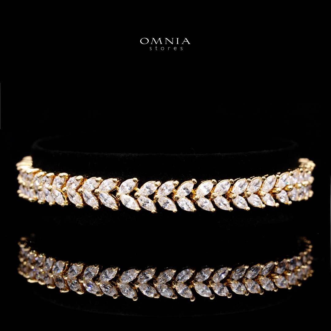 Omnia Aroosa Golden Bridal Full Set with High-Quality Simulated Diamonds Rhodium Plated