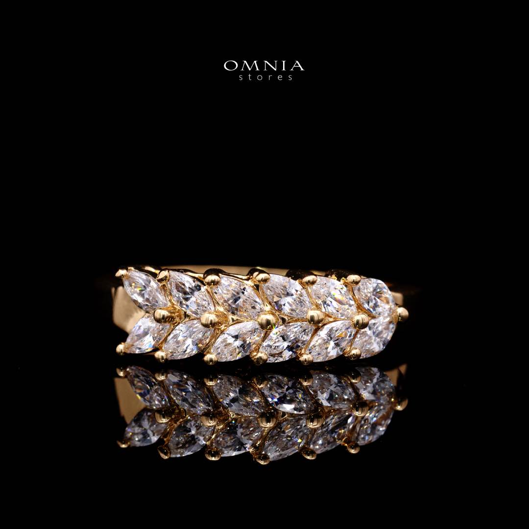 Omnia Aroosa Golden Bridal Full Set with High-Quality Simulated Diamonds Rhodium Plated