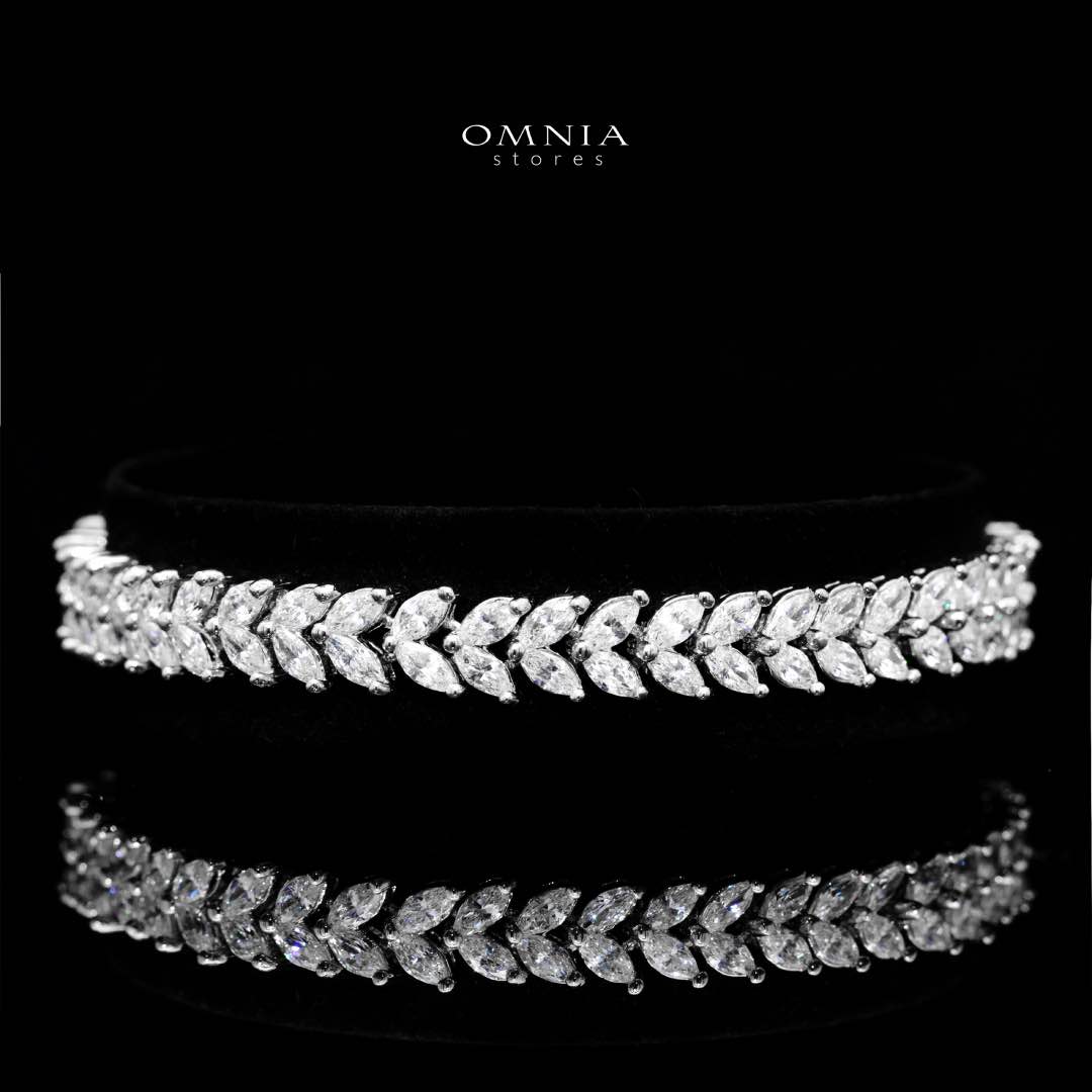 Omnia Aroosa White Bridal Full Set with High-Quality Simulated Diamonds Rhodium Plated