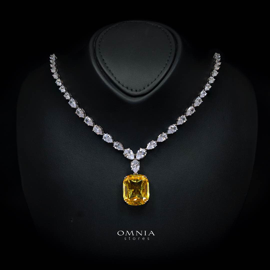 Omnia Audrey Yellow Bridal Full Set in High Quality Simulated Diamonds