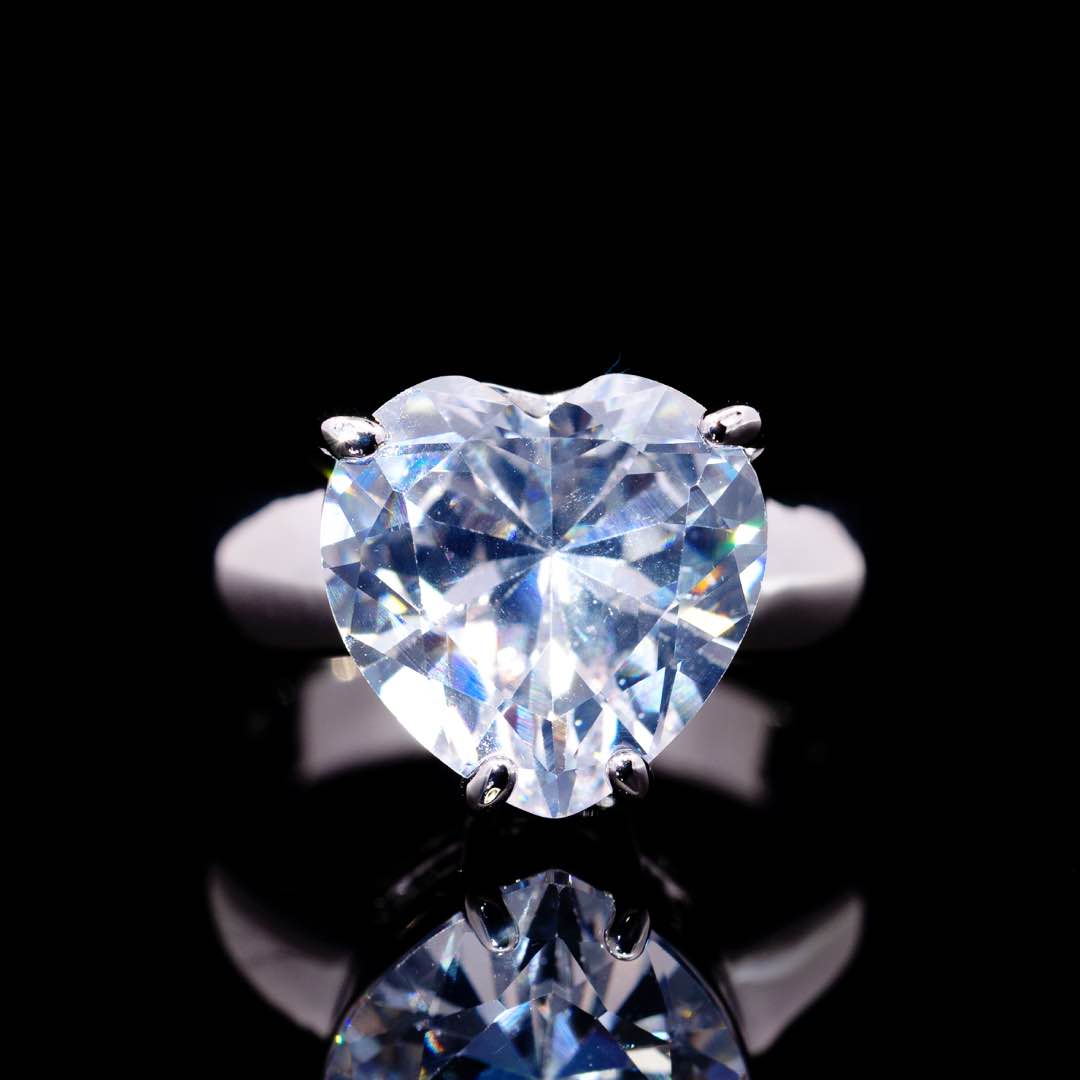 Omnia Donatella White Bridal Full Set with Heart-Cut High Quality Simulated Diamonds Premium Rhodium Plated