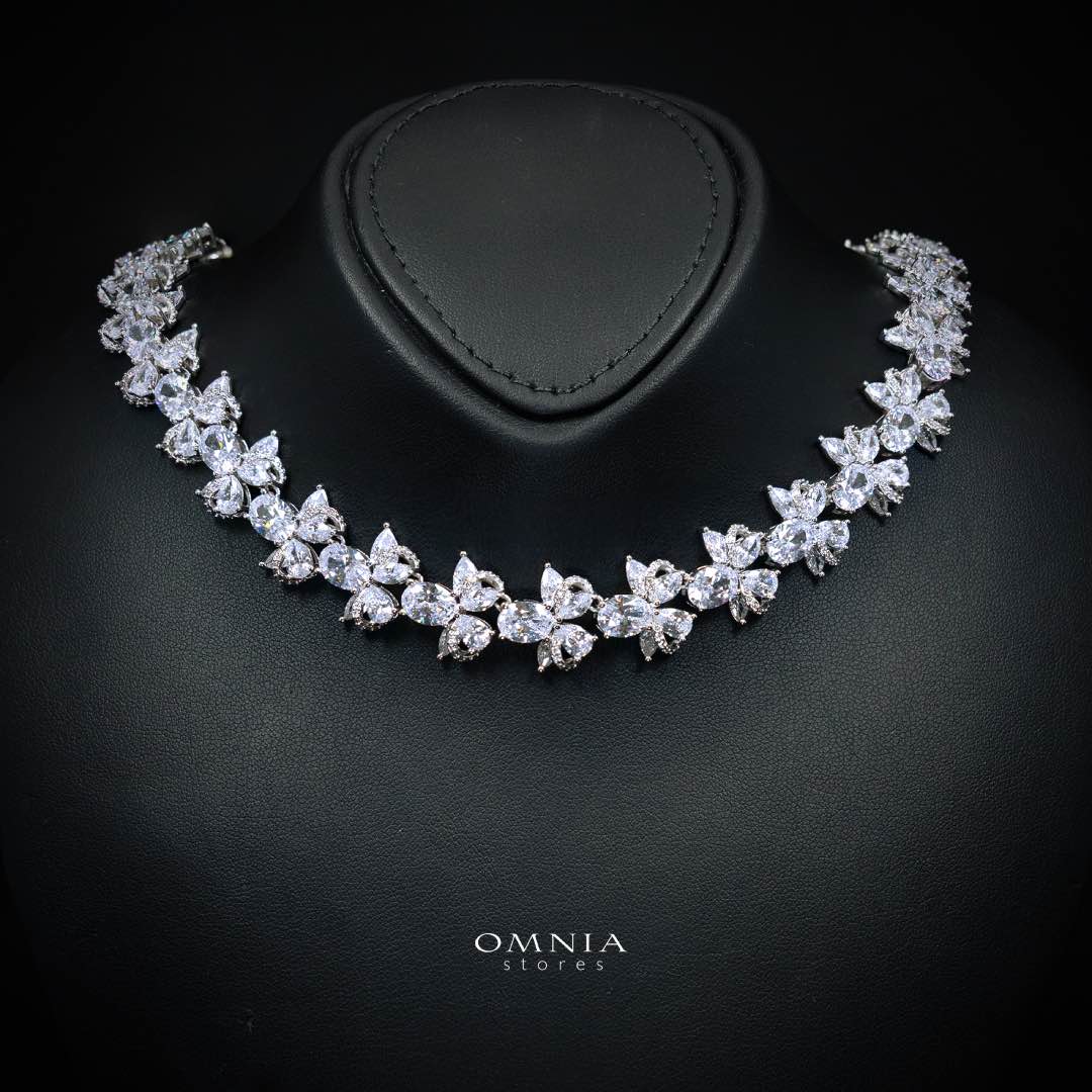 Omnia Muna White Bridal Full Set in High Quality Simulated Diamonds