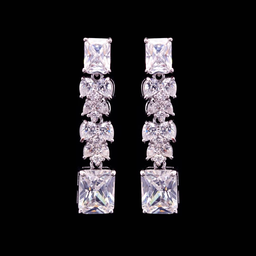 Omnia Amelia White Bridal Full Set in High Quality Simulated Diamonds Premium Rhodium Plated