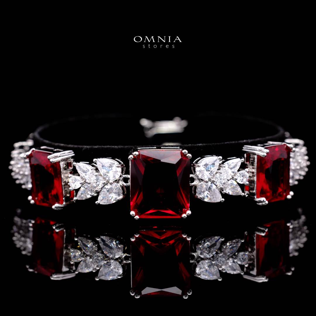 Omnia Amelia Red Bridal Full Set in High Quality Simulated Diamonds