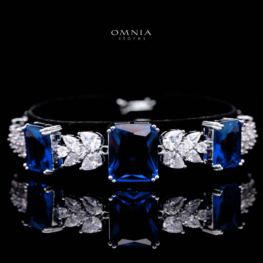 Omnia Amelia Blue Bridal Full Set in High Quality Simulated Diamonds