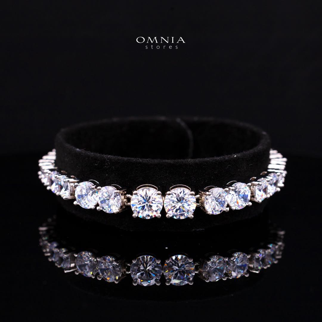 Omnia Ansa White Medium Size Luxury Bridal Full Set in High Quality Simulated Diamonds Rhodium Plated