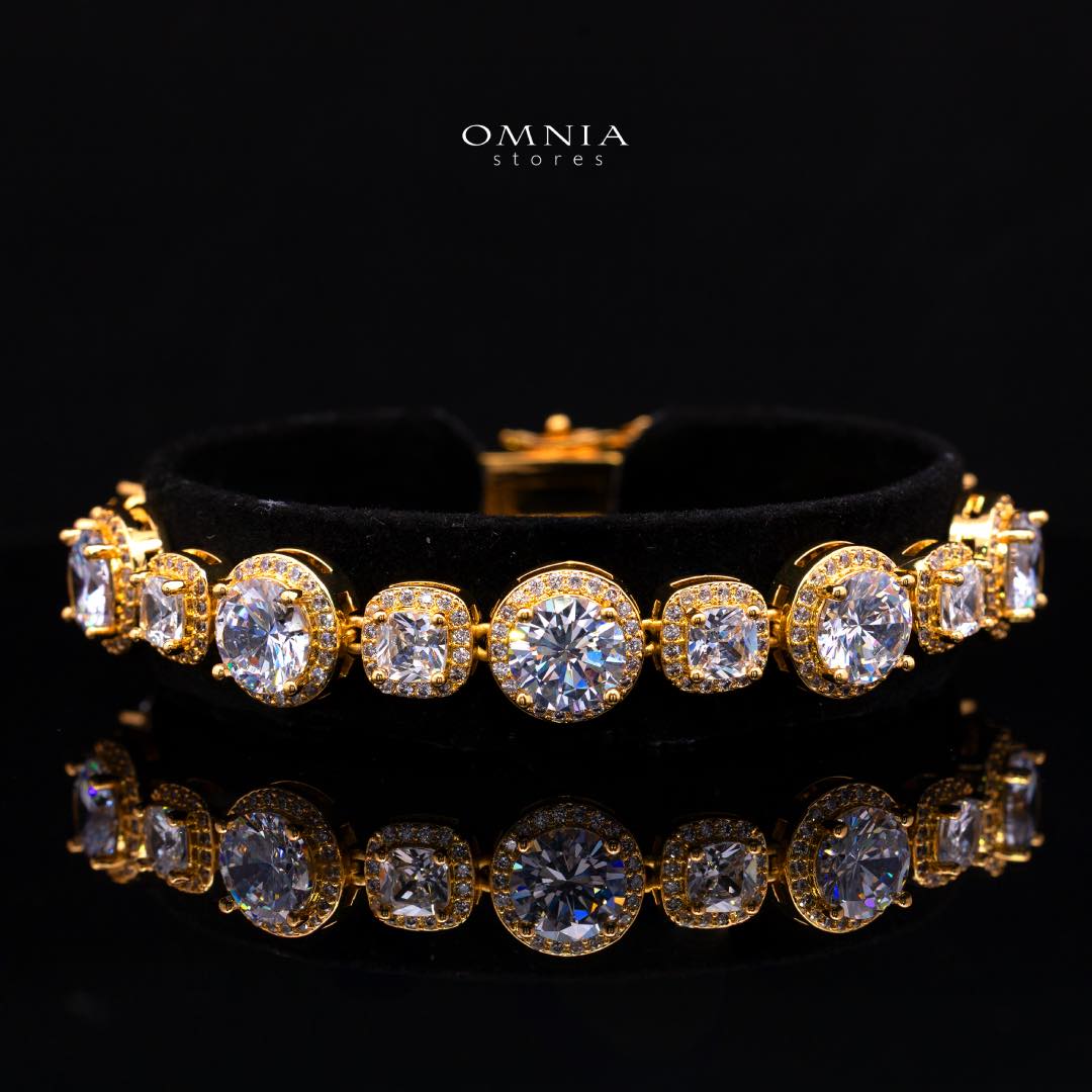 Omnia Lilian Gold Bridal Full Set in High Quality Simulated Diamonds Rhodium Plated