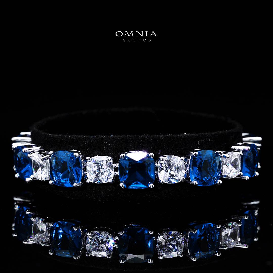 Omnia Alya Dark Blue Bridal Full Set with High Quality Simulated Diamonds Premium Rhodium Plated