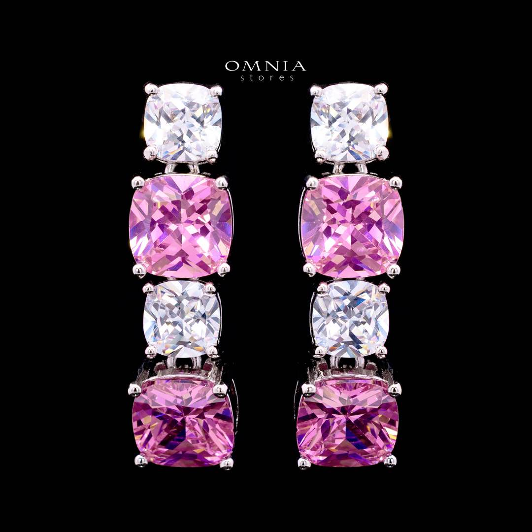 Omnia Alya Pink and White Bridal Full Set in High Quality Simulated Diamonds Premium Rhodium Plated
