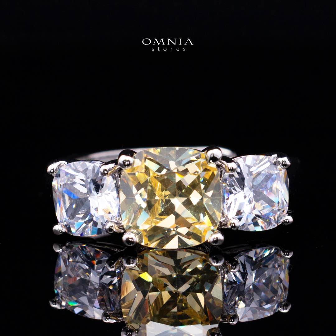 Omnia Alya Yellow and White Bridal Full Set in High Quality Simulated Diamonds Rhodium Plated