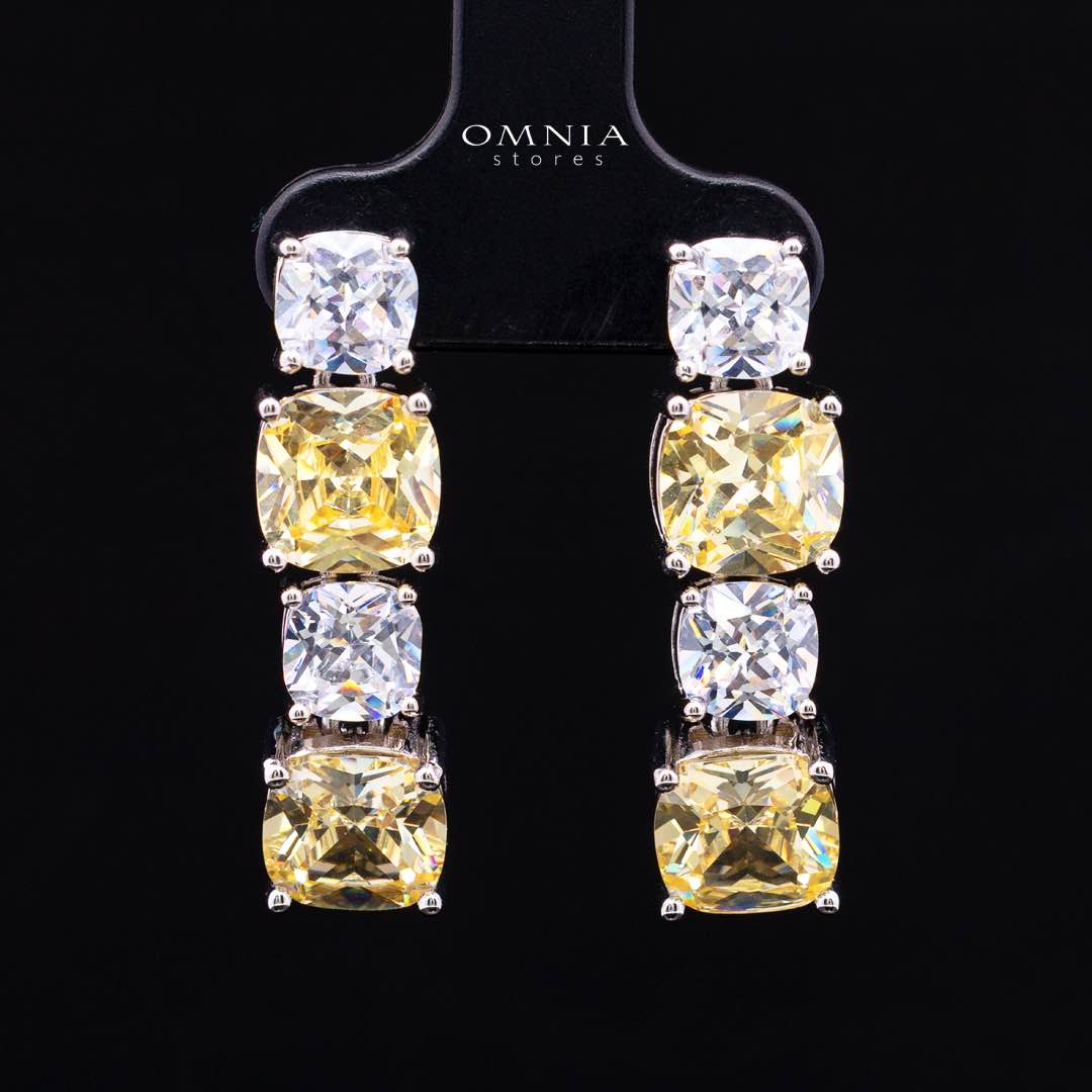 Omnia Alya Yellow and White Bridal Full Set in High Quality Simulated Diamonds Rhodium Plated