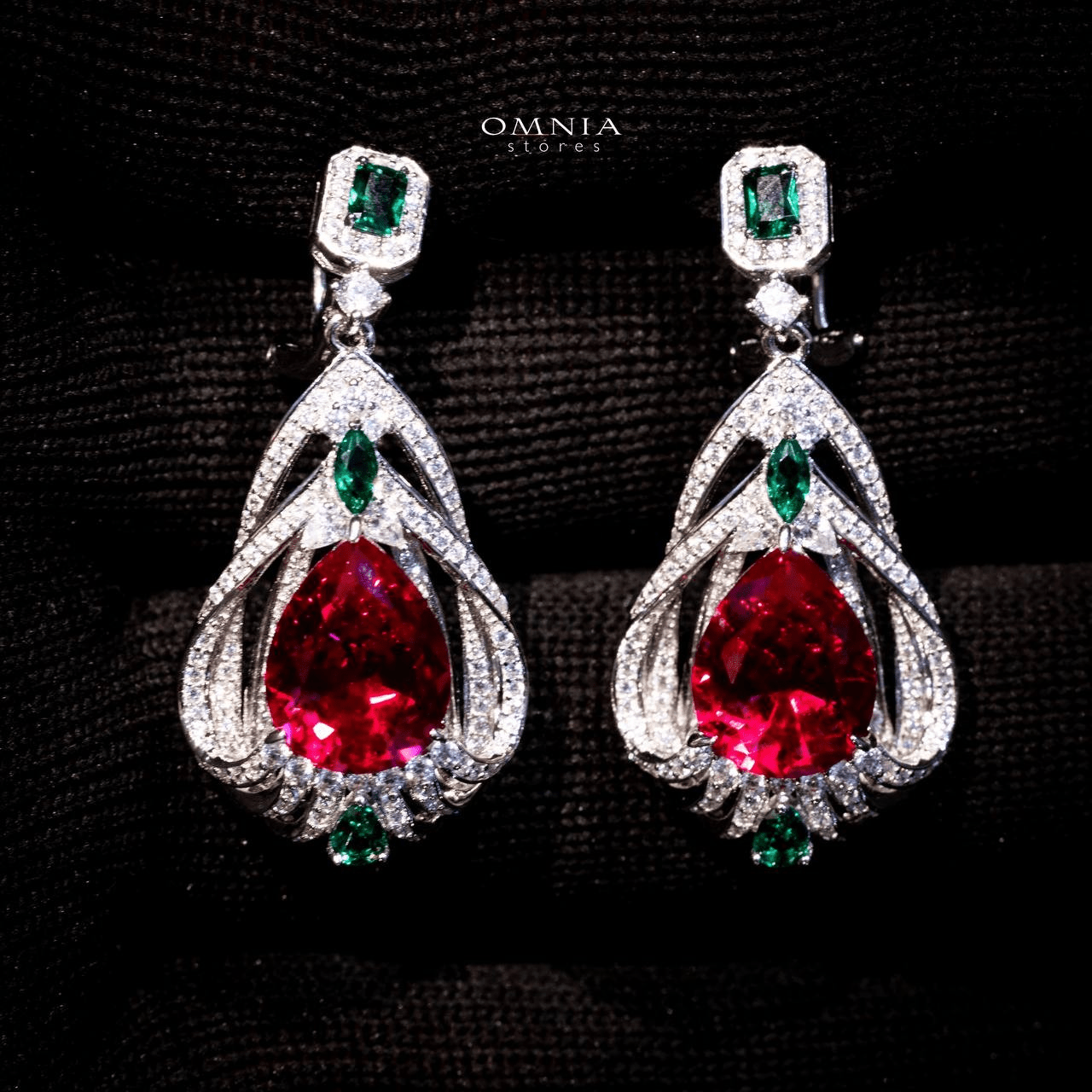 Omnia Marlene Earrings 92.5 Silver in High Quality Simulated Diamonds - OMNIASTORES UAE