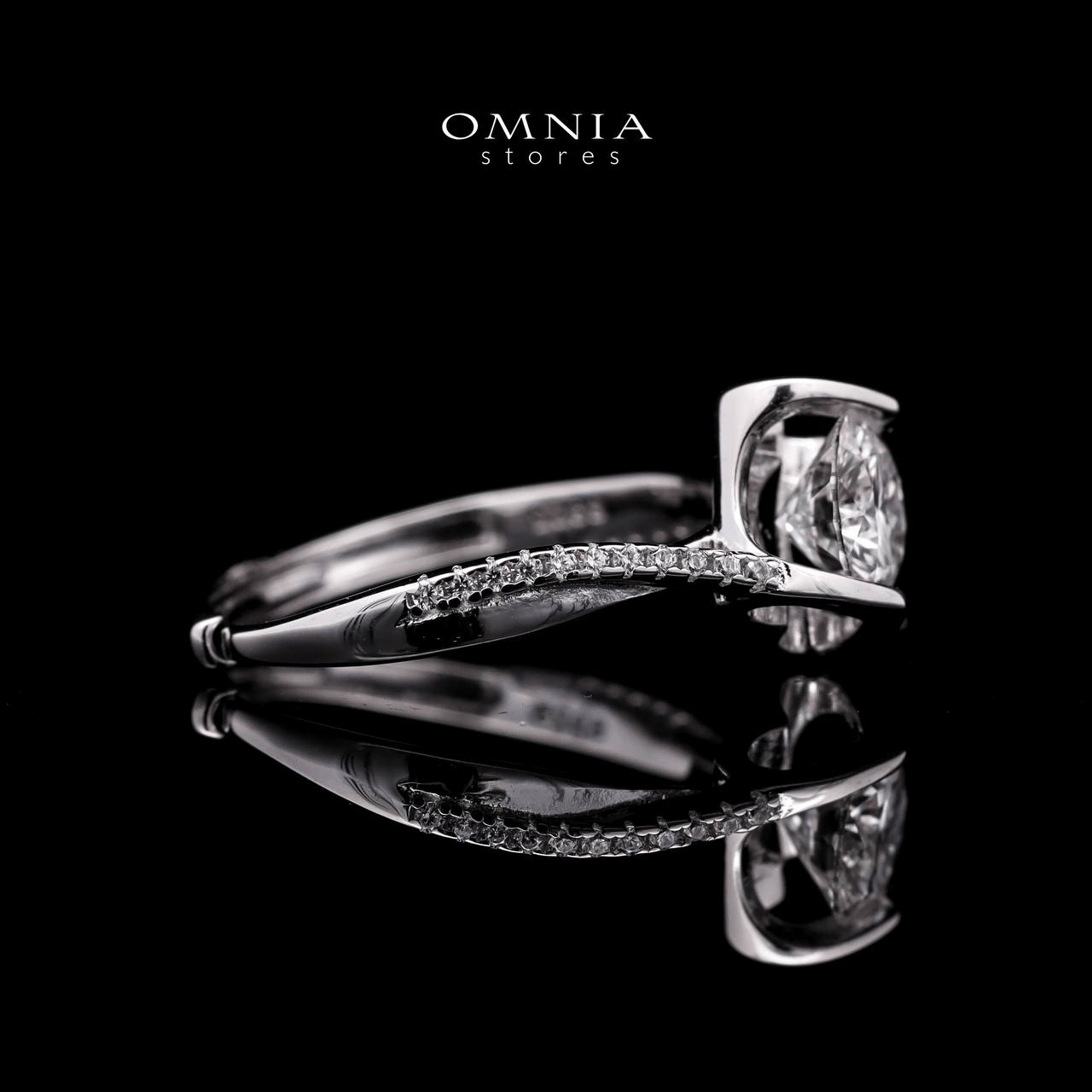 Omnia Rima White Ring 92.5 Silver in High Quality Moissanite Stones - OMNIASTORES UAE